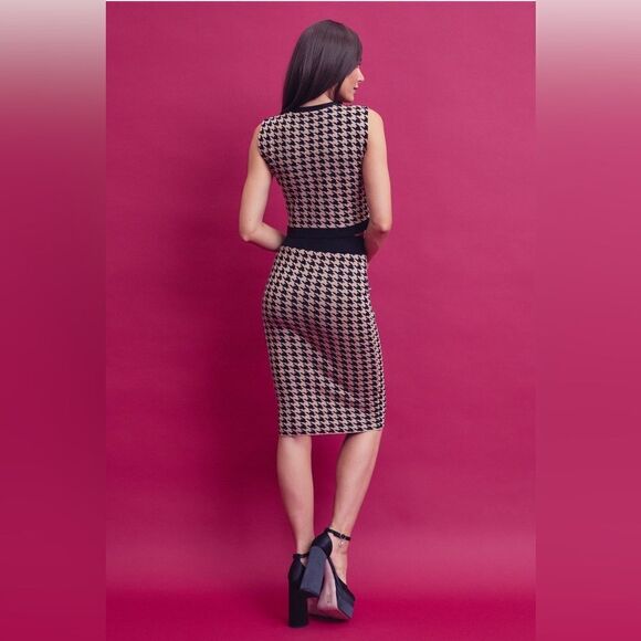 997. HOUNDSTOOTH KNIT SLEEVELESS TOP AND MIDI SKIRT SET - Picture 5 of 5